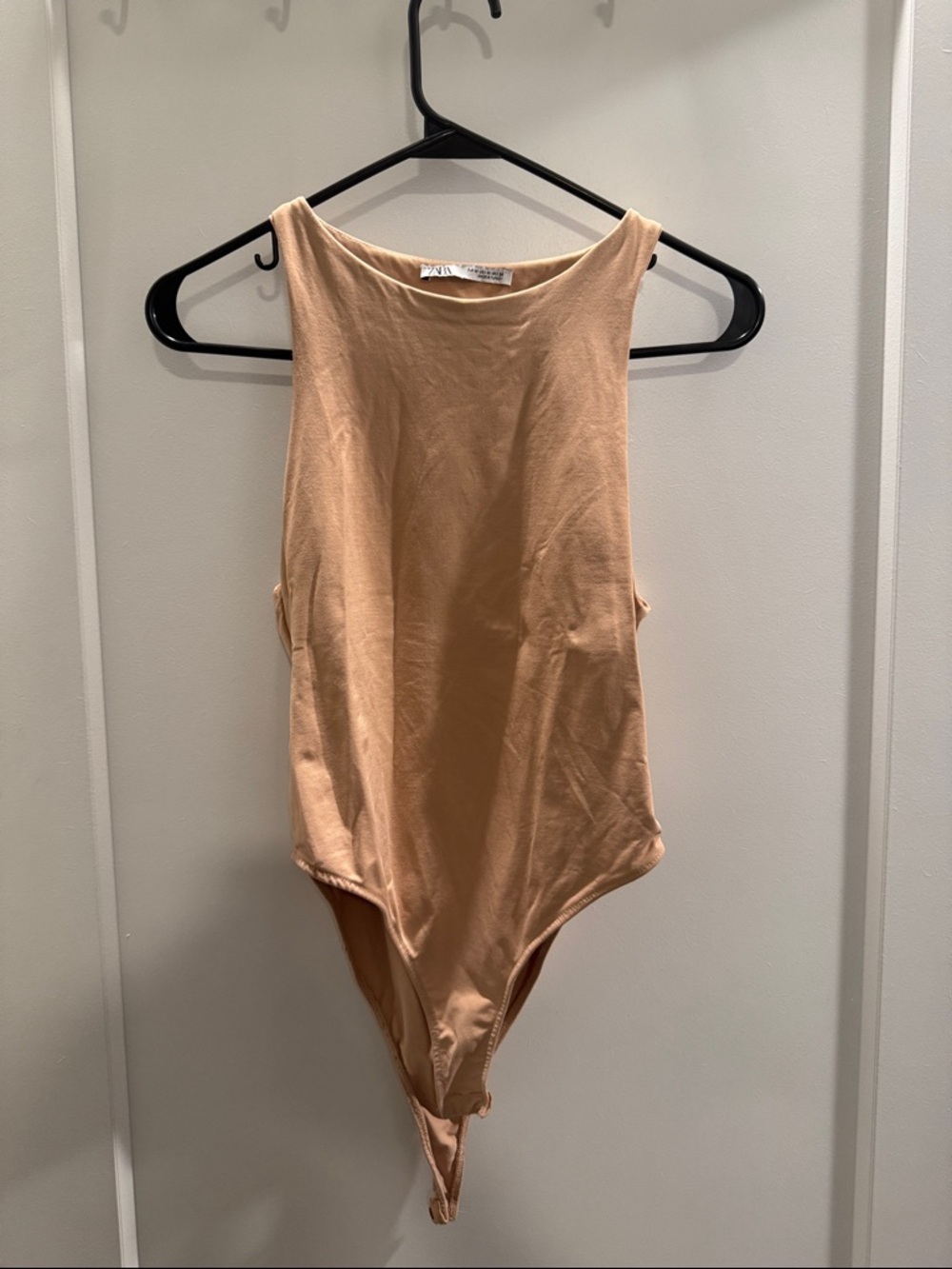 Zara Nude High-Neck Sleeveless Bodysuit